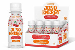 JUNO Energy Shot Cherry Bomb bottle showcases bold cherry flavor for quick energy.