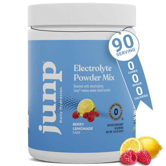 JUNP Berry Lemonade electrolyte powder bottle for on-the-go hydration