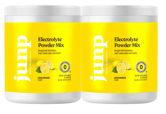 JUNP electrolytes powder lemon flavor packaging highlights sugar-free, keto-friendly hydration.