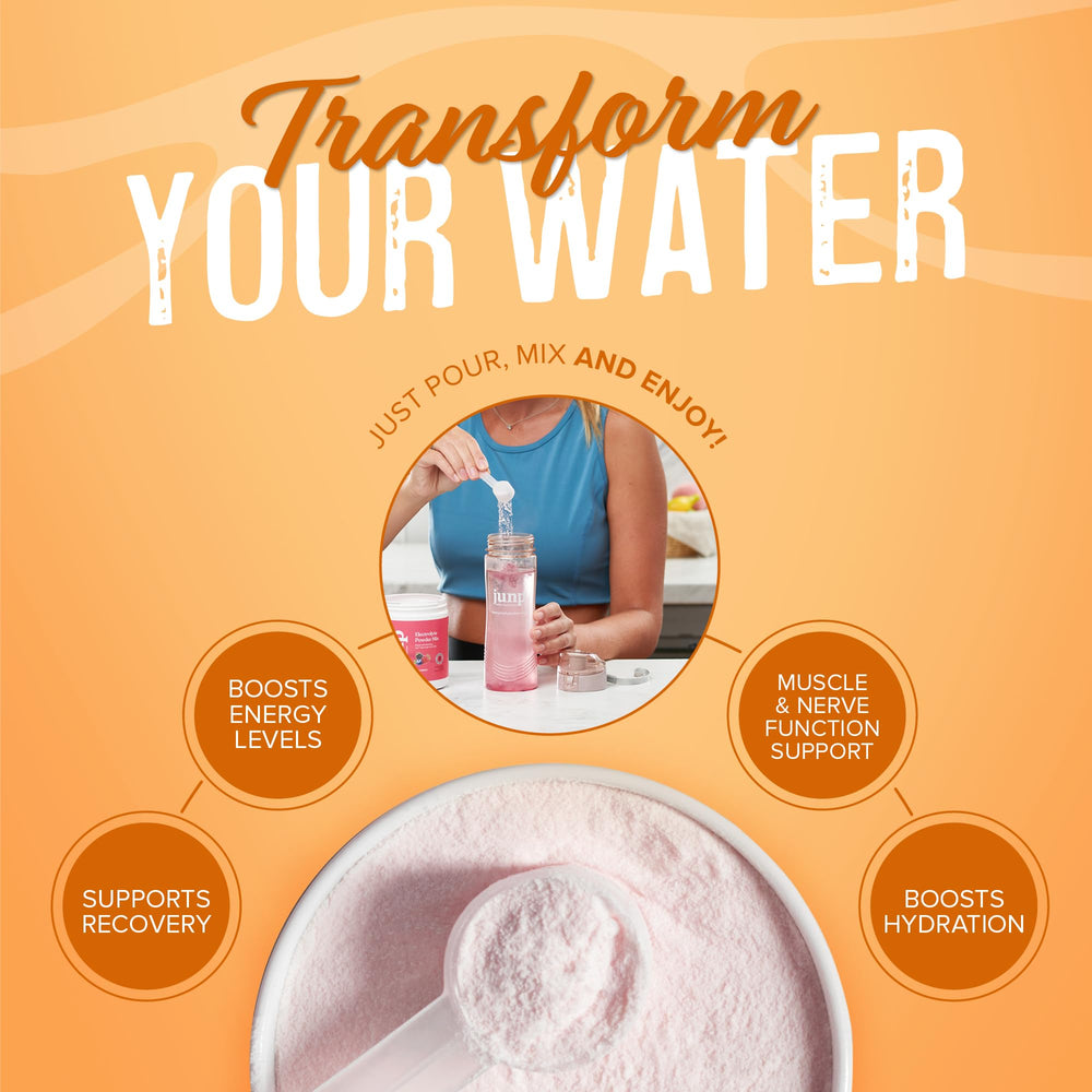 Pre-workout hydration with JUNP orange electrolyte powder.