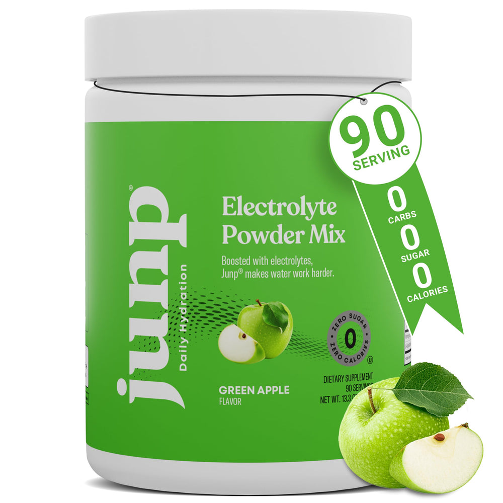 JUNP electrolytes powder tub front with zero sugar hydration for daily activity
