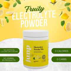 Bright lemonade drink as JUNP powder dissolves in glass.