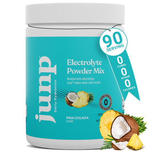 JUNP Pina Colada bottle shows zero sugar hydration for active days