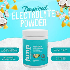JUNP powder-dissolving-water demonstrates quick zero-sugar electrolyte mix.