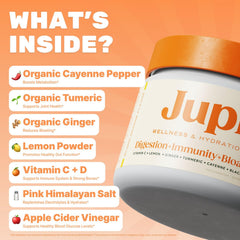 Jupi Citrus-flavored mix being stirred for a refreshing energy boost