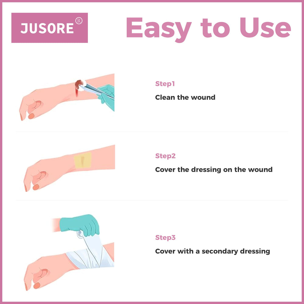 JUSORE Xeroform gauze pad in sterile pouch, easy to change.