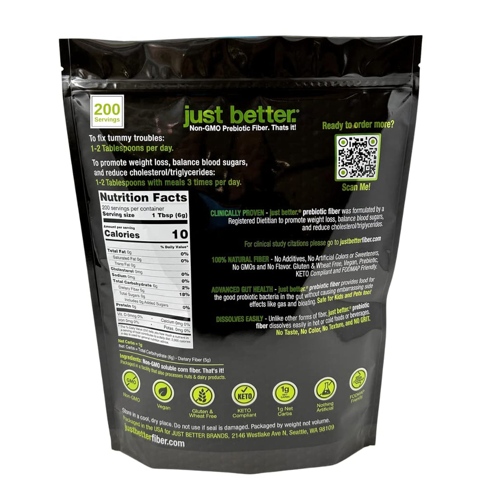 Just Better powder dissolves completely in water for a smooth mix.