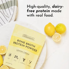 JUST INGREDIENTS Lemon Cream label close-up shows transparent ingredients.