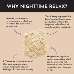 JUST INGREDIENTS Chai Nighttime Relax tart cherry extract detail may support melatonin production.