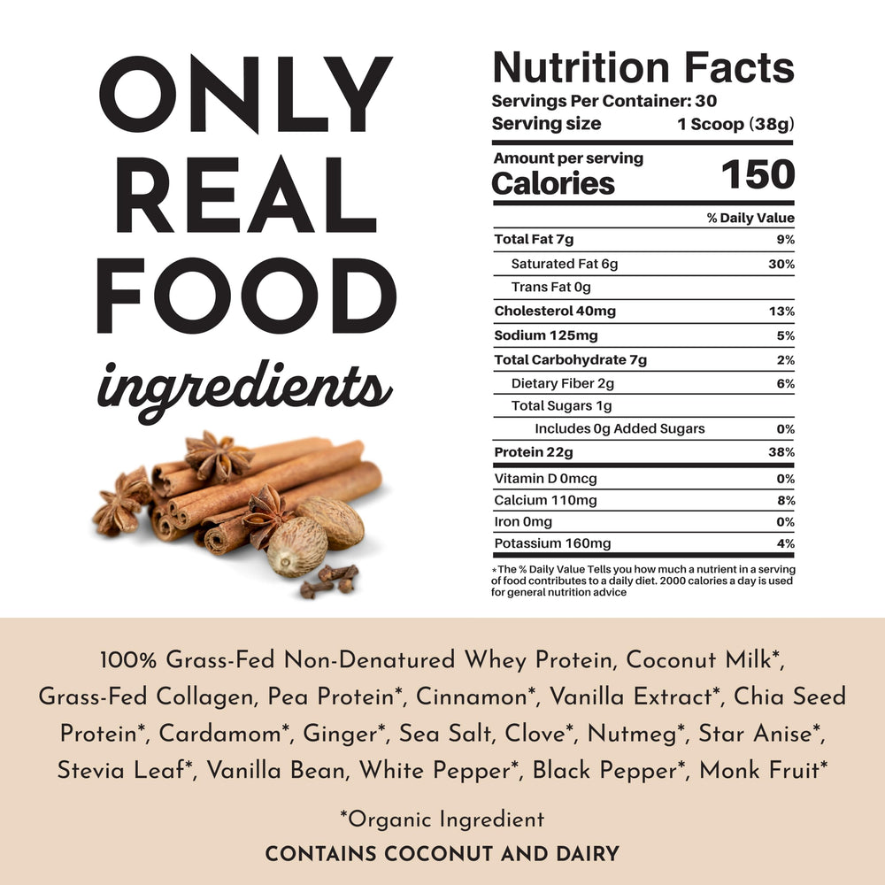 Just Ingredients Chai Protein Powder warm-spice aroma evokes comforting flavor