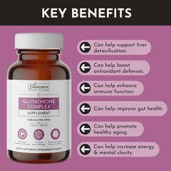 JUST INGREDIENTS Glutathione Complex CoreBiome Tributyrin panel highlights gut health