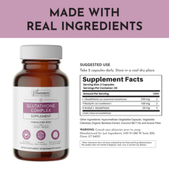 JUST INGREDIENTS Glutathione Complex on kitchen counter for daily routine