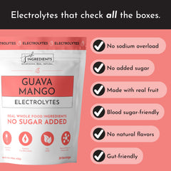 JUST INGREDIENTS Guava Mango drink mix in glass with vibrant color