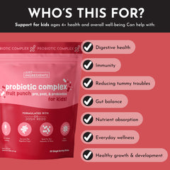 JUST INGREDIENTS Kids Probiotic Drink Mix packaging highlights the 3-in-1 blend.