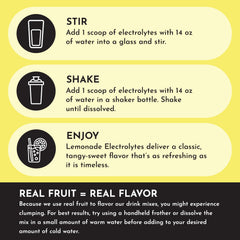 JUST INGREDIENTS Lemonade Electrolytes dissolves quickly for on-the-go hydration.