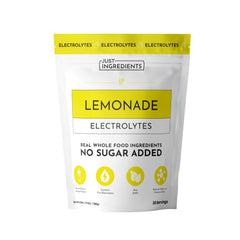 JUST INGREDIENTS Lemonade Electrolytes powder ready to mix for quick hydration.