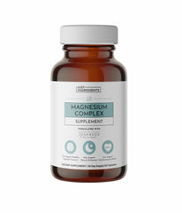 Just Ingredients Magnesium Complex bottle with capsules for relaxation and sleep.