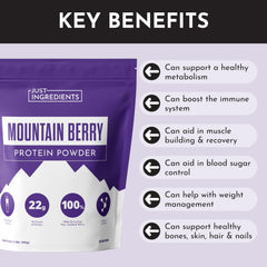 JUST INGREDIENTS Mountain Berry Protein Powder blender shake captures smooth fruity aroma