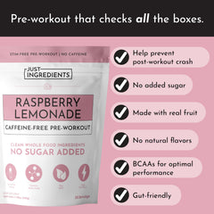 JUST INGREDIENTS organic raspberry lemonade formula signals clean ingredients