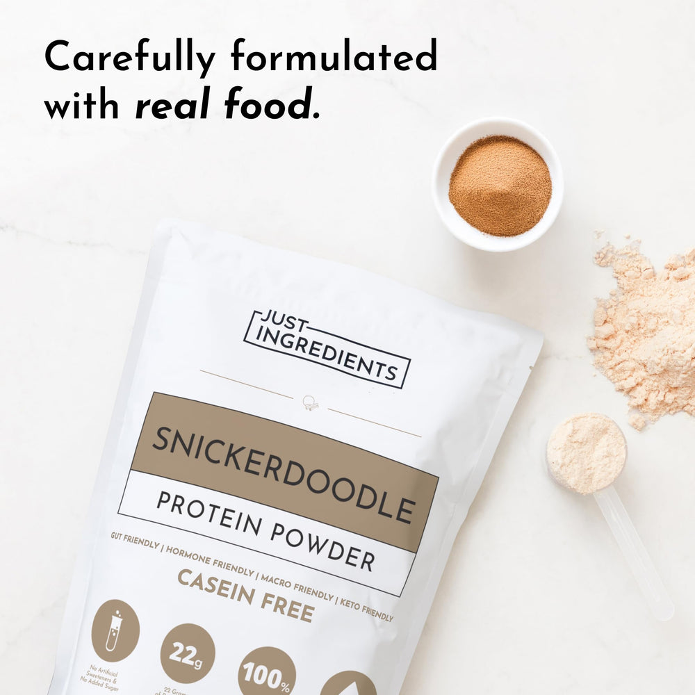 JUST INGREDIENTS Snickerdoodle Protein Powder smoothie pour for sustained energy