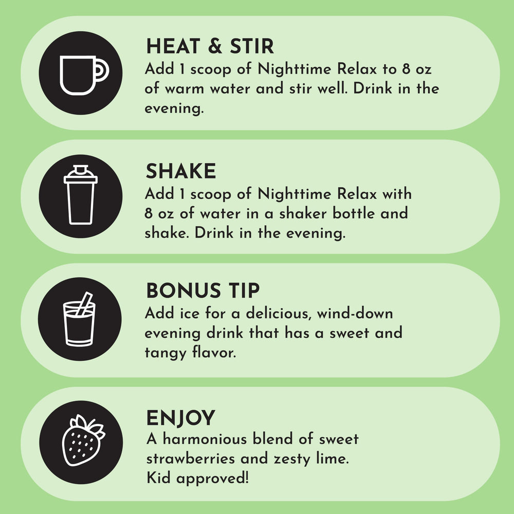 JUST INGREDIENTS Nighttime label showing clean ingredients and no artificial flavors