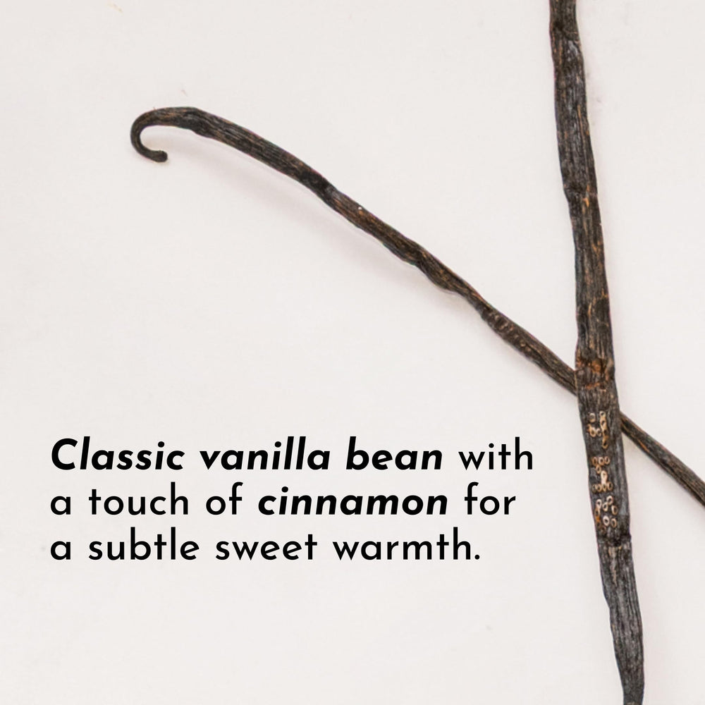 JUST INGREDIENTS Vanilla Bean close-up label, highlighting transparent ingredients.