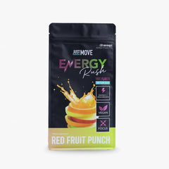 Just Move Fruit Punch Energy Rush bottle front view shows vibrant flavor and keto-friendly energy