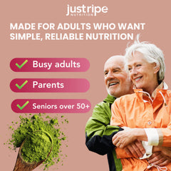 Just Ripe Field of Greens bottle label shot reinforces organic promise