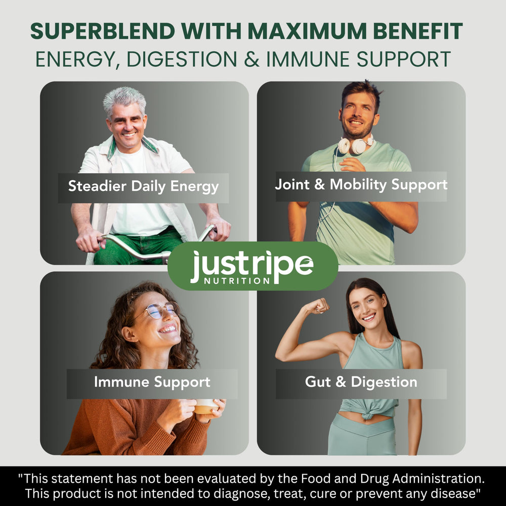 Just Ripe Field of Greens daily green drink scoop for easy daily greens ritual.