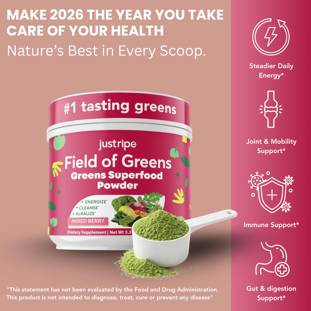 Just Ripe Field of Greens morning routine scene conveys quick nutrition
