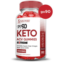 Justified Laboratories Go 90 Keto ACV Gummies ingredients pack shows pectin base and B12.