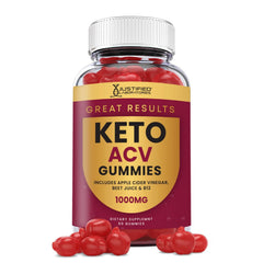 Justified Laboratories Great Results Keto ACV Gummies bottle front, keto-friendly daily support.