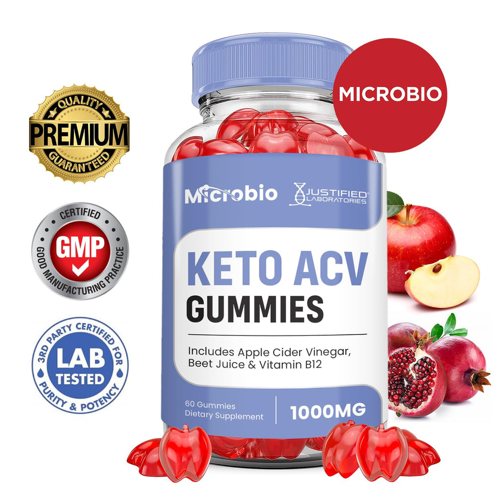Justified Laboratories Microbio Keto ACV gummies close-up—chewy texture for easy daily use.