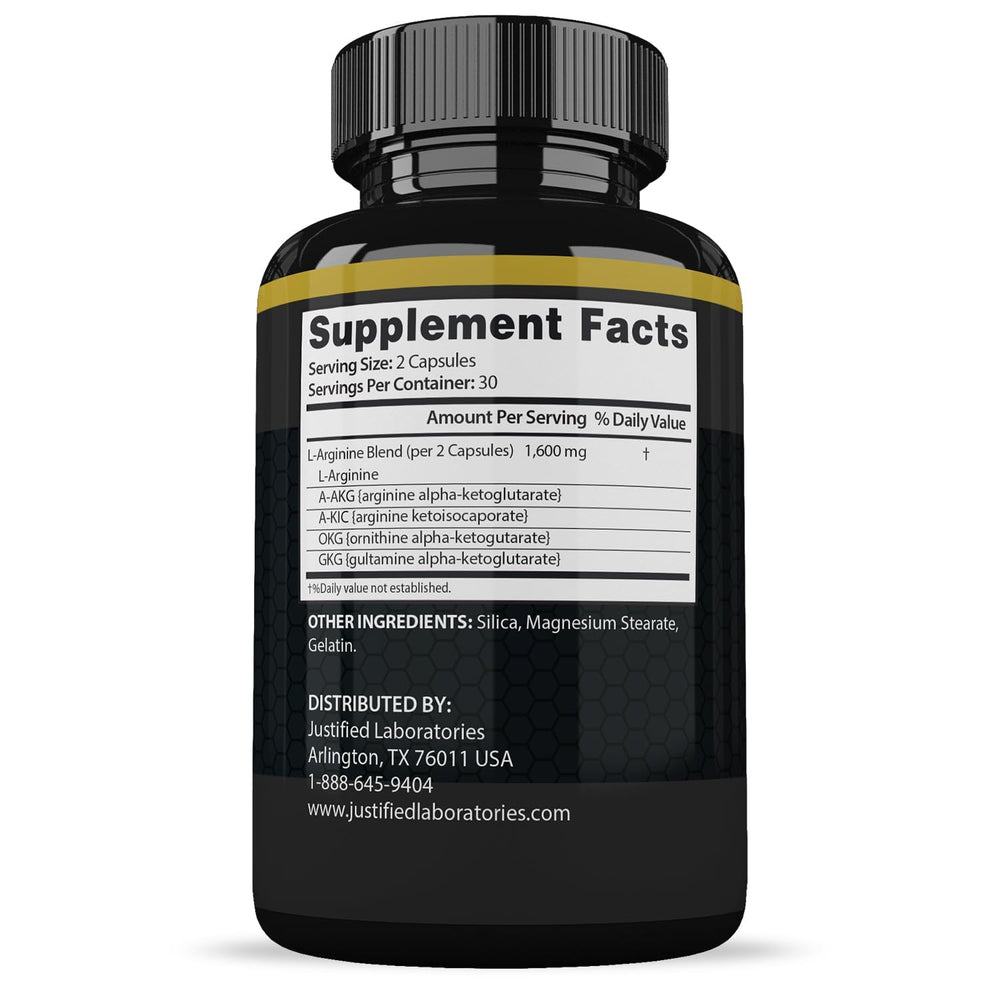 Justified Laboratories Vigor Now 1600MG label close-up showing the proprietary blend