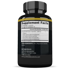 Justified Laboratories Vigor Now 1600MG label close-up showing the proprietary blend