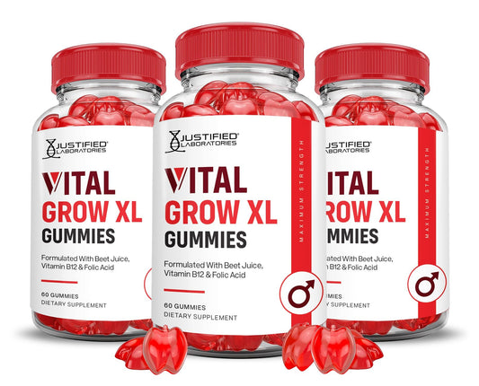Justified Laboratories Vital Grow XL bottle showing ACV blend for daily wellness.