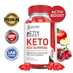 Justified Laboratories Activboost Keto ACV beet juice blend on label.