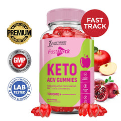 Justified Laboratories Fast Track Keto ACV Gummies bottle back lists ingredients and benefits