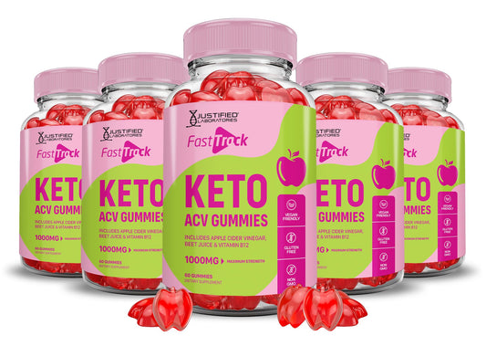 Justified Laboratories Fast Track Keto ACV Gummies bottle front showing daily serving convenience