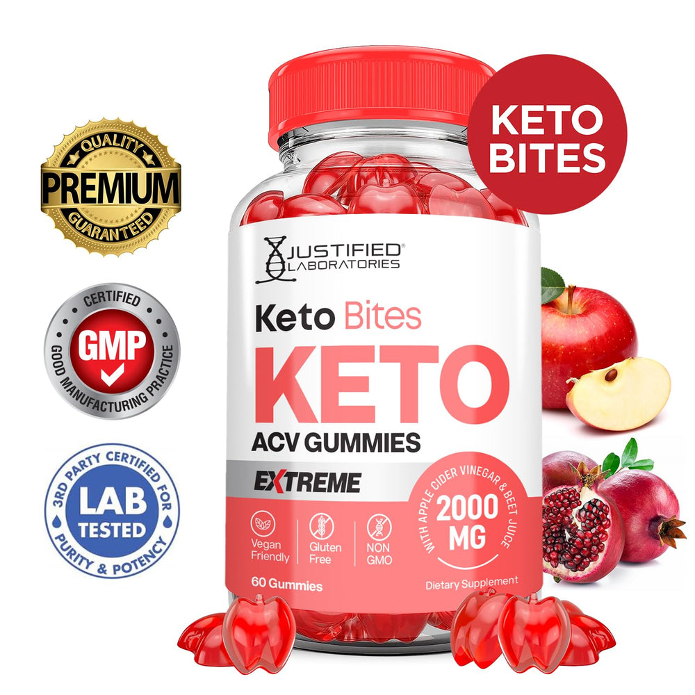 Justified Laboratories Keto Bites ACV Gummies being poured for quick daily dose