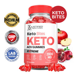 Justified Laboratories Keto Bites ACV Gummies being poured for quick daily dose