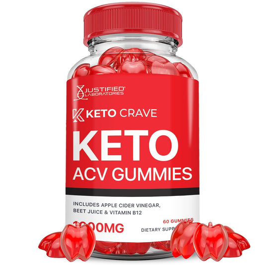 Justified Laboratories Keto Crave gummies bottle for convenient daily ACV support