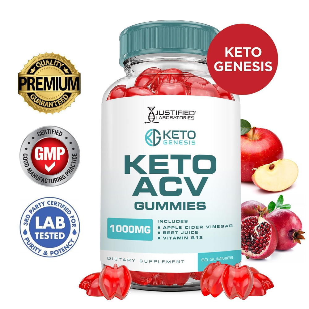 Justified Laboratories Keto Genesis gummies apple cider vinegar bottle for easy daily supplement