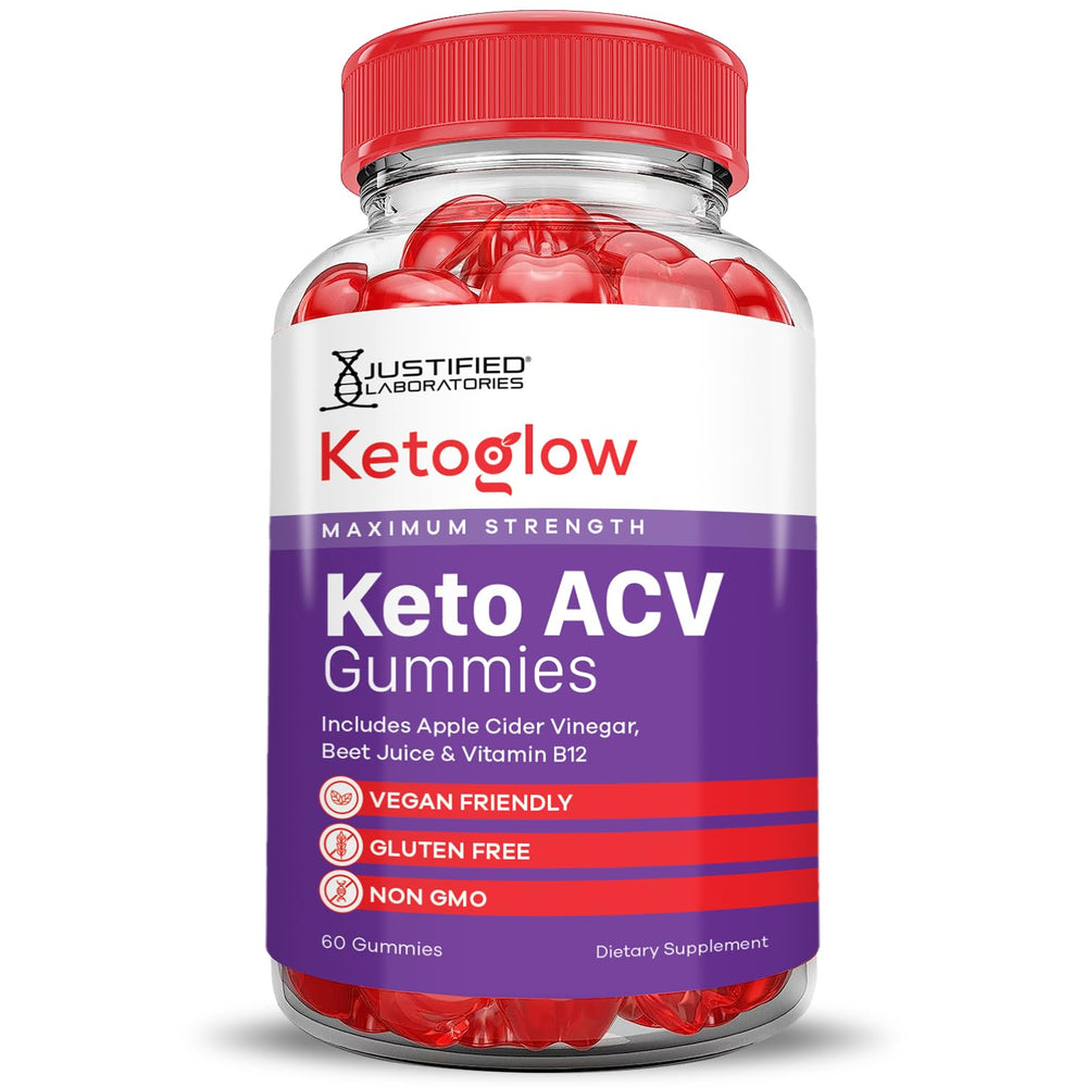 Justified Laboratories Keto Glow Gummies pomegranate visual—flavorful bite in every gummy.