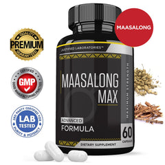 Justified Labs Maasalong Max 1600MG bottle back shows ingredients and dosage