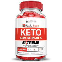 Justified Laboratories Rapid Lean Keto ACV Gummies bottle pour shows easy daily chew.
