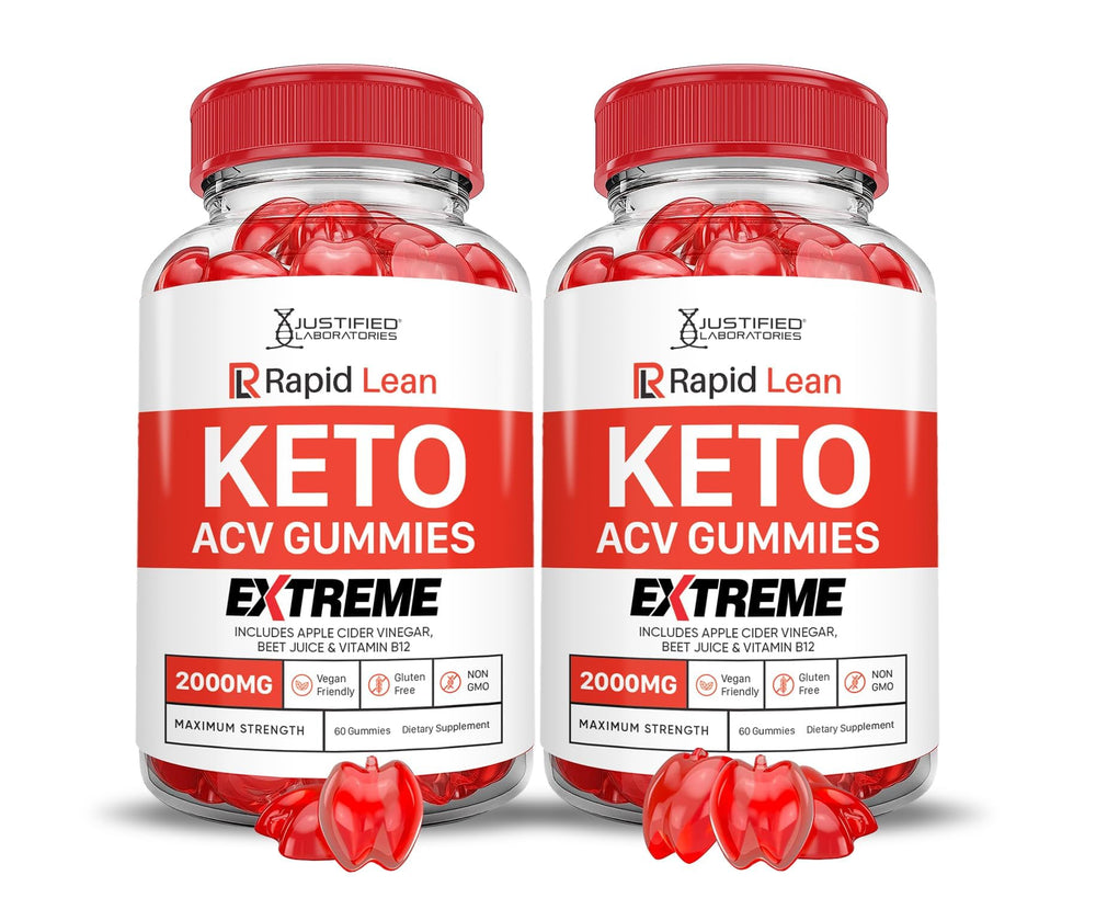 Justified Laboratories Rapid Lean Keto ACV Gummies pack front, convenient 2-pack for daily use.