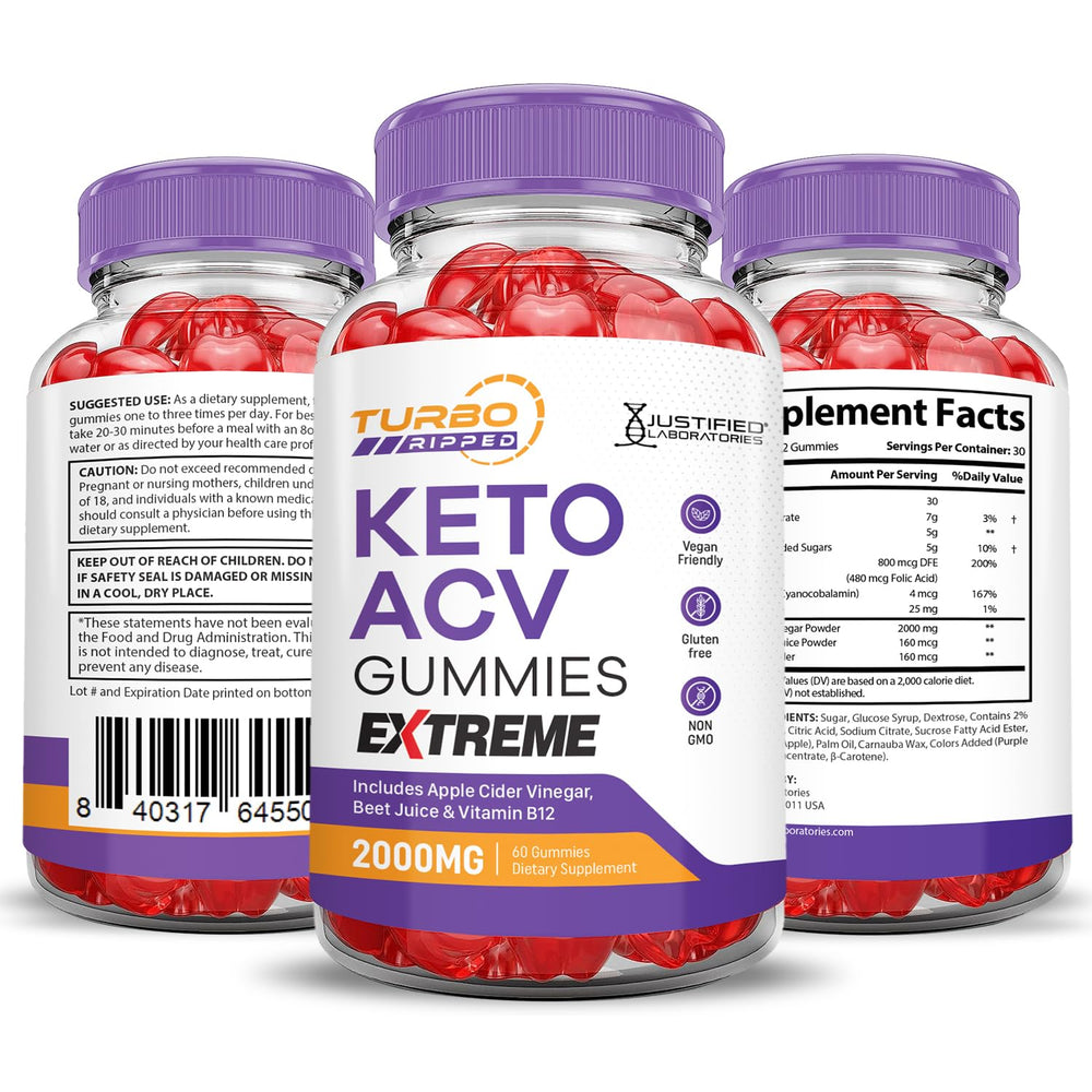 Justified Laboratories Turbo Ripped Keto ACV Gummies suit vegan and gluten-free lifestyles