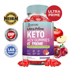 Justified Laboratories Ultra Prime Keto ACV Gummies bottle angle highlighting packaging