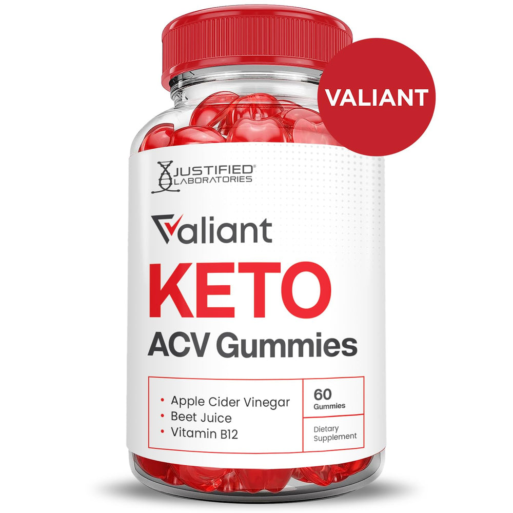 Justified Valiant Keto ACV Gummies serving image suggests quick chew convenience.